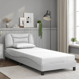 ZNTS Bed Frame with LED without Mattress White 90x190 cm Single 3213900