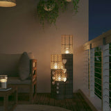 Candle Holders 3 pcs Grey Wicker 364360