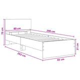 Bed Frame with LED Artisian Oak 80 x 200 cm Engineered Wood 8009001