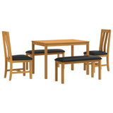 Dining Set 5 pcs Black Solid Oak Wood 3430283