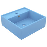 Luxury Basin Overflow Square Matt Light Blue 41x41 cm Ceramic 146945