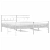 Metal Bed Frame without Mattress with Footboard White 200x200cm 355733