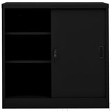 Office Cabinet with Sliding Door Black 90x40x90 cm Steel 335952
