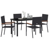Garden Dining Set with Cushion 5 pcs Black Poly Rattan 3379704