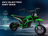 24V Electric Motorbike with Twist Grip Throttle, Music, Horn, 12" Pneumatic Tyres, 16km/h Max Speed T3398P348401