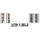 6 Piece TV Cabinet Set White Engineered Wood 3114342