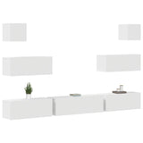 7 Piece TV Cabinet Set White Engineered Wood 3114542