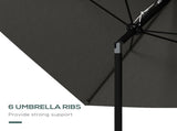 2 x 3 Garden Parasol Umbrella, Rectangular Outdoor Market Umbrella Sun Shade with Crank & Push T3398P314098