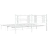 Metal Bed Frame without Mattress with Headboard White 193x203cm 376379