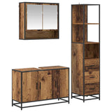 Bathroom Furniture Set with Door 3 pcs Old Wood Engineered Wood 3402414