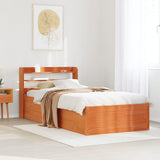 Bed Frame with Headboard Wax Brown 100x200 cm Solid Wood Pine 3307091