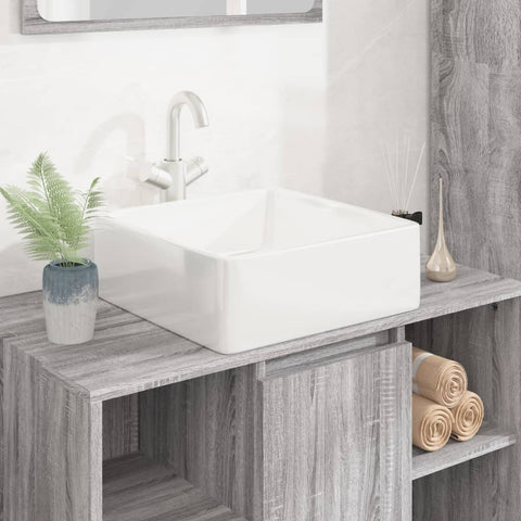 Wash Basin White 37x37x13 cm Ceramic Square 153341