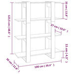 Book Cabinet/Room Divider White 100x30x123.5 cm 811538