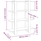 Book Cabinet/Room Divider White 100x30x123.5 cm 811538