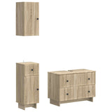 3 Piece Bathroom Cabinet Set EDE Sonoma Oak Engineered Wood 3417740