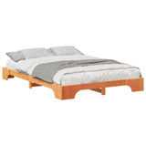 Bed Frame Brown 140 x 220 cm Solid Pine Wood 872922
