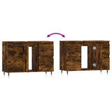 Bathroom Cabinet Smoked Oak 80x33x60 cm Engineered Wood 831649