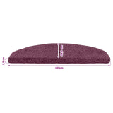 Self-adhesive Stair Mats 15 pcs Dark Purple 80 x 24.5 x 3.5 cm 42038663