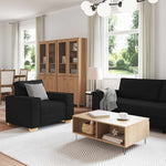 Sofa Set with Cushion 3 pcs Black 220 x 78 x 84 cm Fabric 3324611