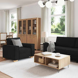 Sofa Set with Cushion 3 pcs Black 220 x 78 x 84 cm Fabric 3324611