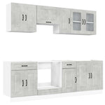 ZNTS 8 Piece Kitchen Cabinet Set Kalmar Concrete Grey Engineered Wood 3314825