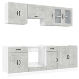 ZNTS 8 Piece Kitchen Cabinet Set Kalmar Concrete Grey Engineered Wood 3314825