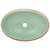 Countertop Basin Green and Brown Oval 59x40x15 cm Ceramic 155077