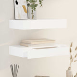Floating Wall Shelves with Drawers 2 pcs White 48 cm 276001