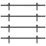 Sliding Door Hardware Kit 305 cm Steel Black 3295739