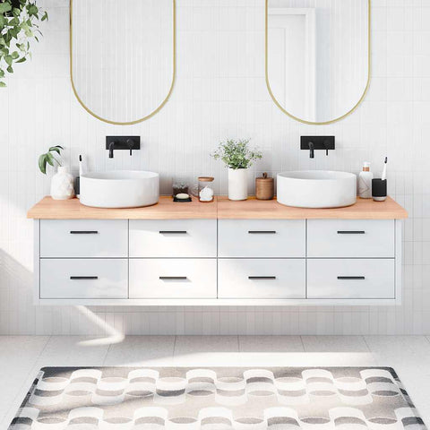 Bathroom Countertop Light Brown 200x60xcm Treated Solid Wood 3156175