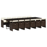 13 Piece Garden Dining Set with Cushions Brown Poly Rattan 3210585