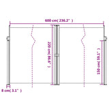 ZNTS Retractable Side Awning White 220x600 cm 4004676