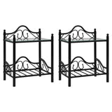 Bedside Tables 2pcs Steel and Tempered Glass 45x30.5x60cm Black 246727