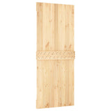 Sliding Door Natural and Black 85 x 210 cm Solid Pine Wood 3444898
