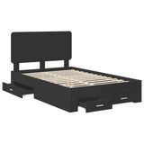 Bed Frame with Headboard Black 135 x 190 cm Engineered Wood 3412793