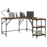 Desk Smoked Oak 139x139x75 cm Engineered Wood 837589