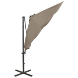 Cantilever Garden Parasol with Pole and LED Lights Taupe 300 cm 312331