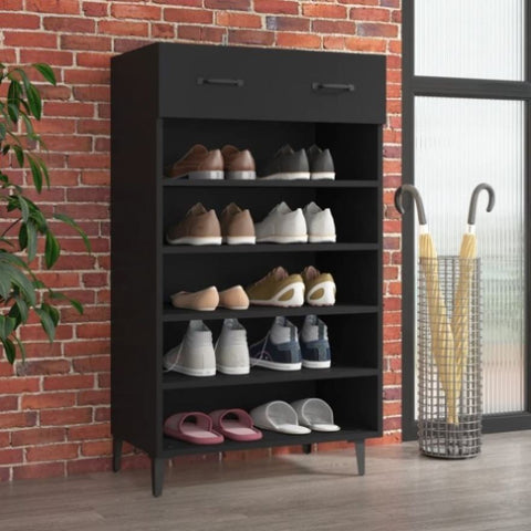 Shoe Cabinet Black 60x35x105 cm Engineered Wood 812790