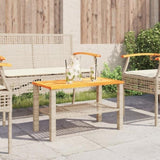 Garden Table Beige 70x38x42 cm Poly Rattan Acacia Wood 366272