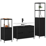 ZNTS 3 Piece Bathroom Furniture Set - Black Oak Engineered Wood 3328379