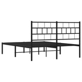 Metal Bed Frame without Mattress with Headboard Black 160x200cm 355662