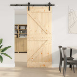 Sliding Door with Hardware Set 85x210 cm Solid Wood Pine 3332605