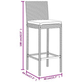 9 Piece Garden Bar Set with Cushions Grey Poly Rattan 3203931
