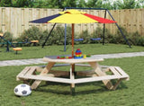 Picnic Table for 6 Kids with Umbrella Hexagon Solid Wood Fir 3281625