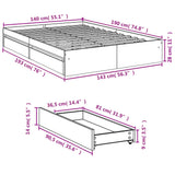 Bed Frame with Drawers without Mattress Black 140x190 cm 3280686