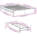 Bed Frame with Drawers without Mattress Sonoma Oak 140x190 cm 3280687