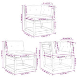 5 Piece Garden Sofa Set with Cushions White Solid Wood Pine 3217001