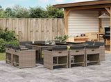 Garden Dining Set Grey Poly Rattan 10-seater Foldable 3211208