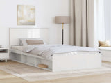 Bed Frame with Headboard White 100 x 200 cm Solid Pine Wood 3411046