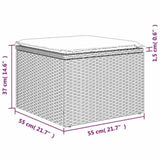 Garden Stool with Cushion Grey 55 x 55 x 37 cm Poly Rattan 366152